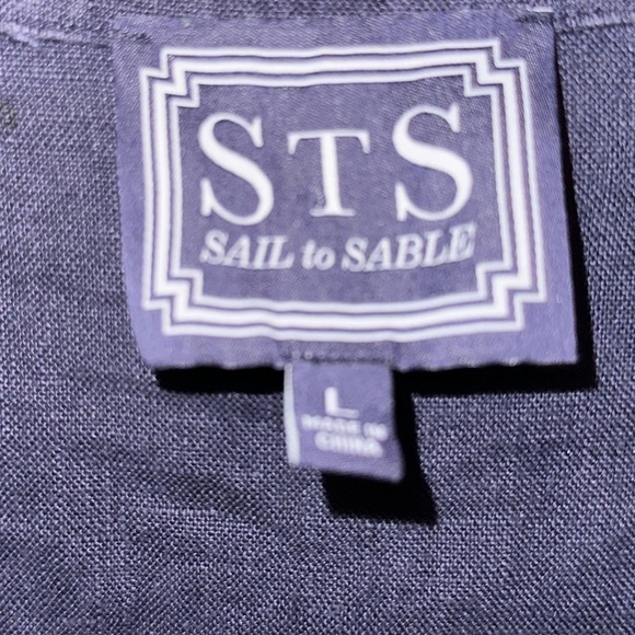 Sail to Sable women’s navy linen dress L summer vacation beach nautical boho - Picture 3 of 7